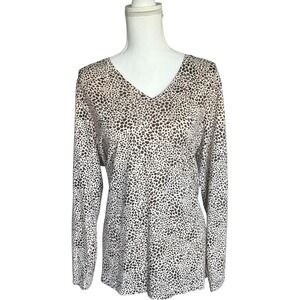 Lands'‎ End Long Sleeve V-Neck Animal Print Top Plus Size 2X